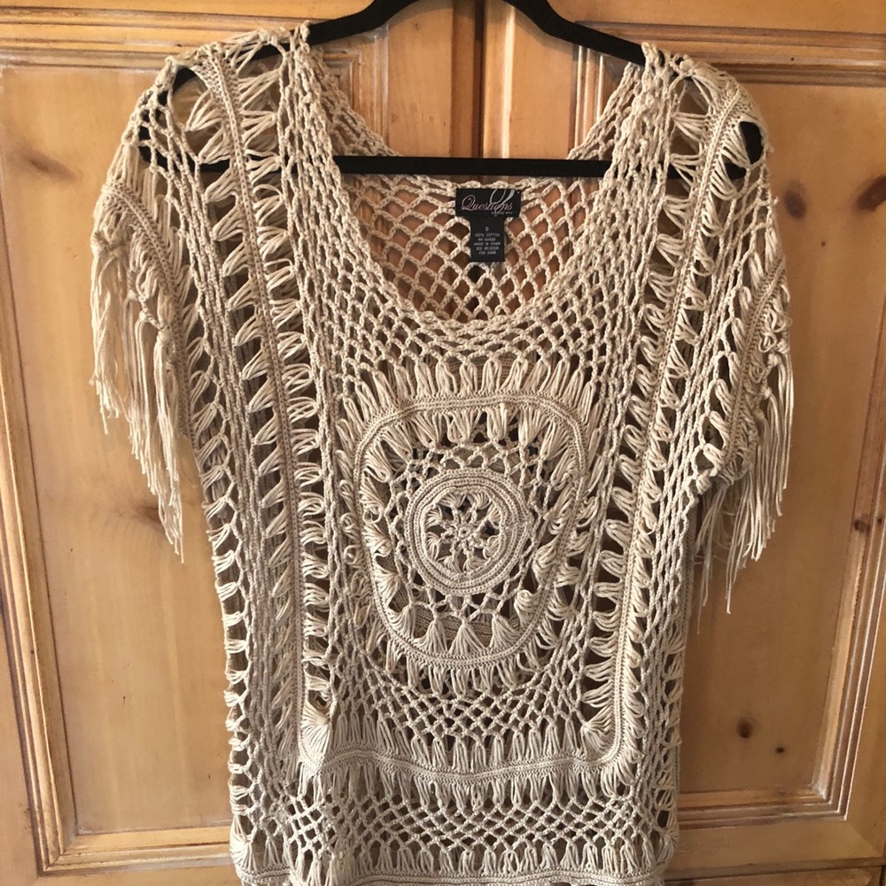 Light cream 100% cotton knit top